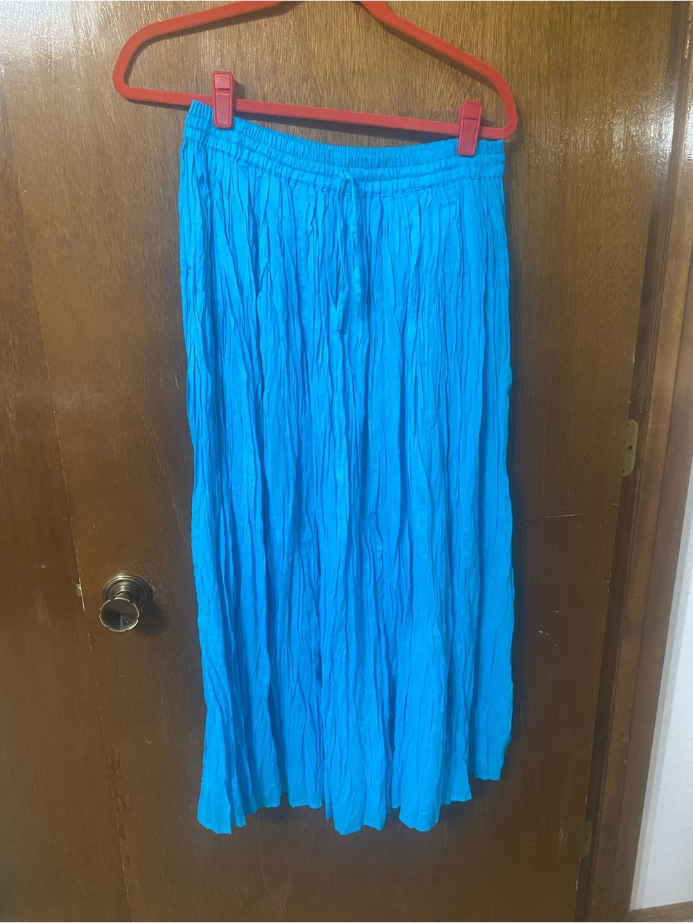 Women’s Electric Blue Crinkle Maxi Skirt